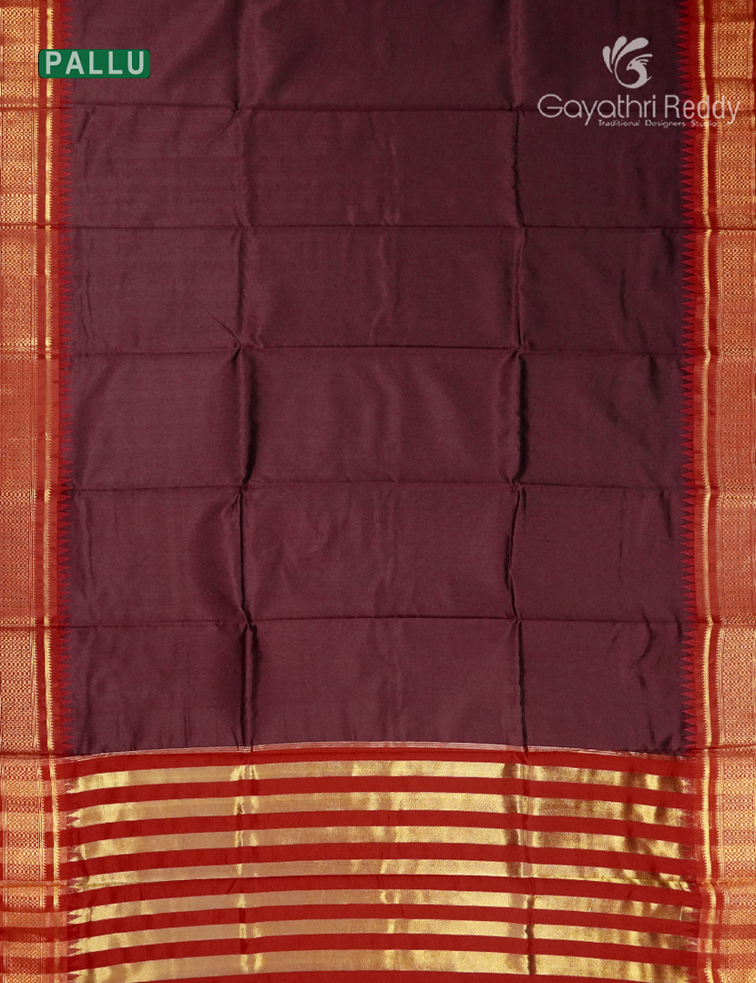 Semi Gadwal Saree in Brown and Deep Red