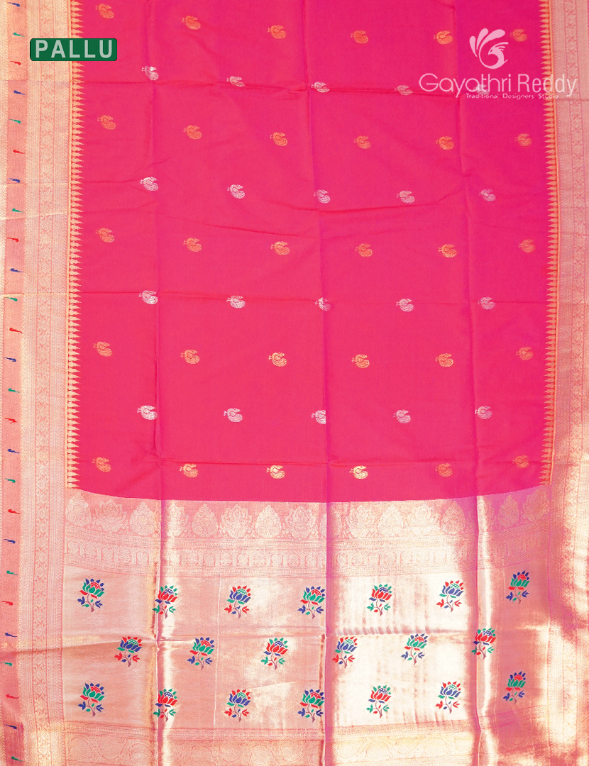 Semi Kanchipuram Art Silk Saree in Fuchsia Pink