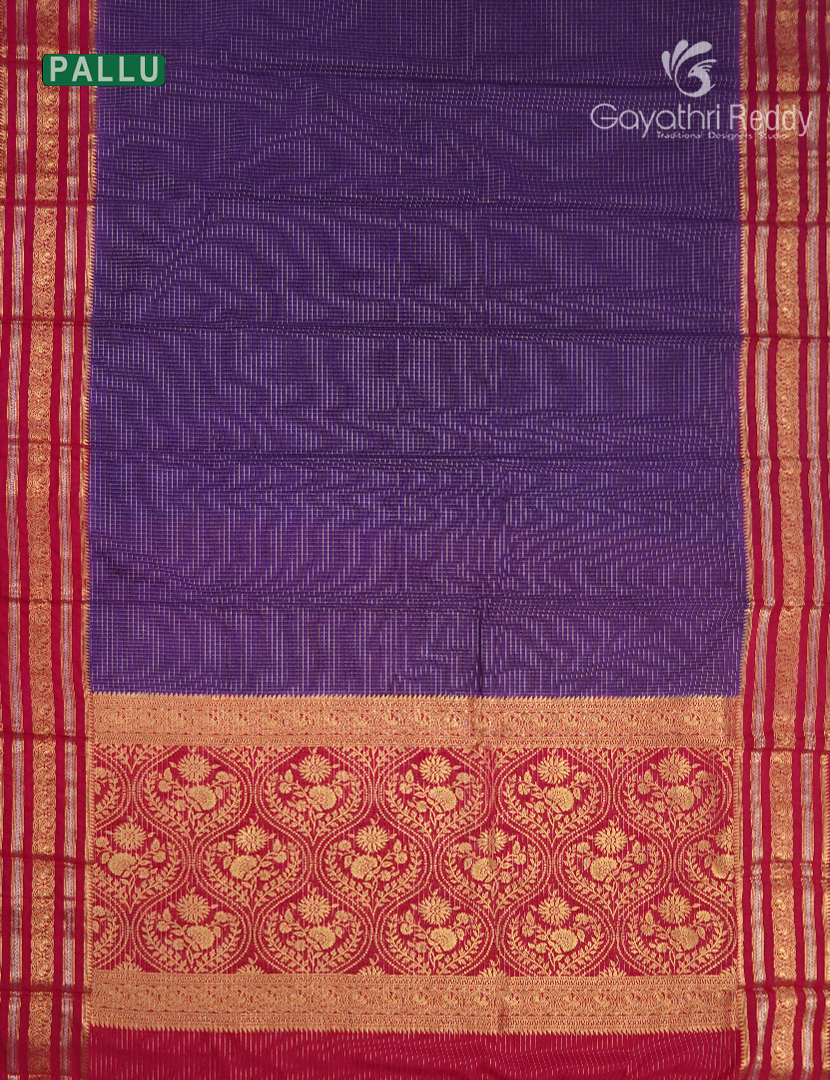 Semi Mysore Crepe Saree in Deep Violet and Rani Pink