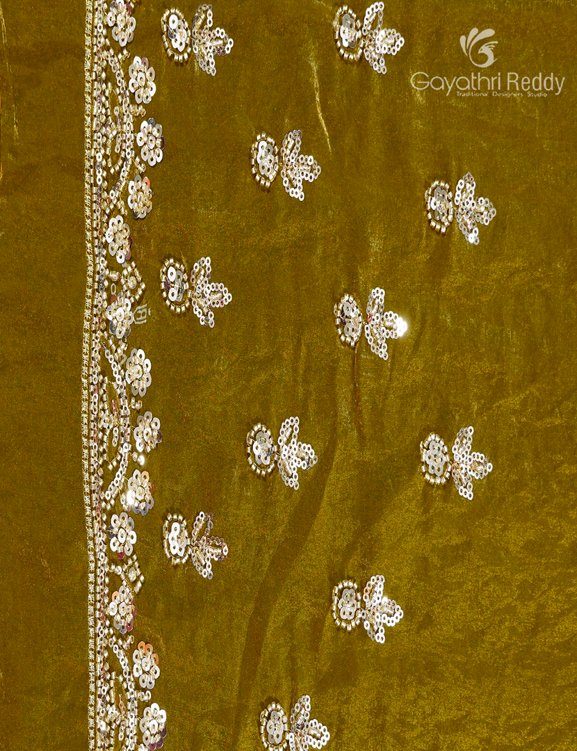Tissue Fancy Saree in Mehendi Green