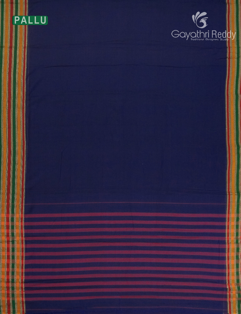 Pure Narayanpet Cotton Saree in Navy Blue