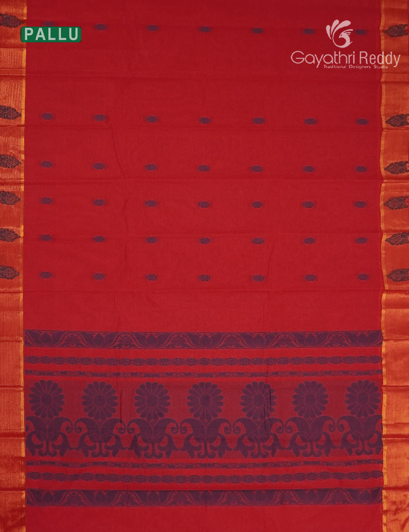 Pure Kanchi Cotton Saree in Red