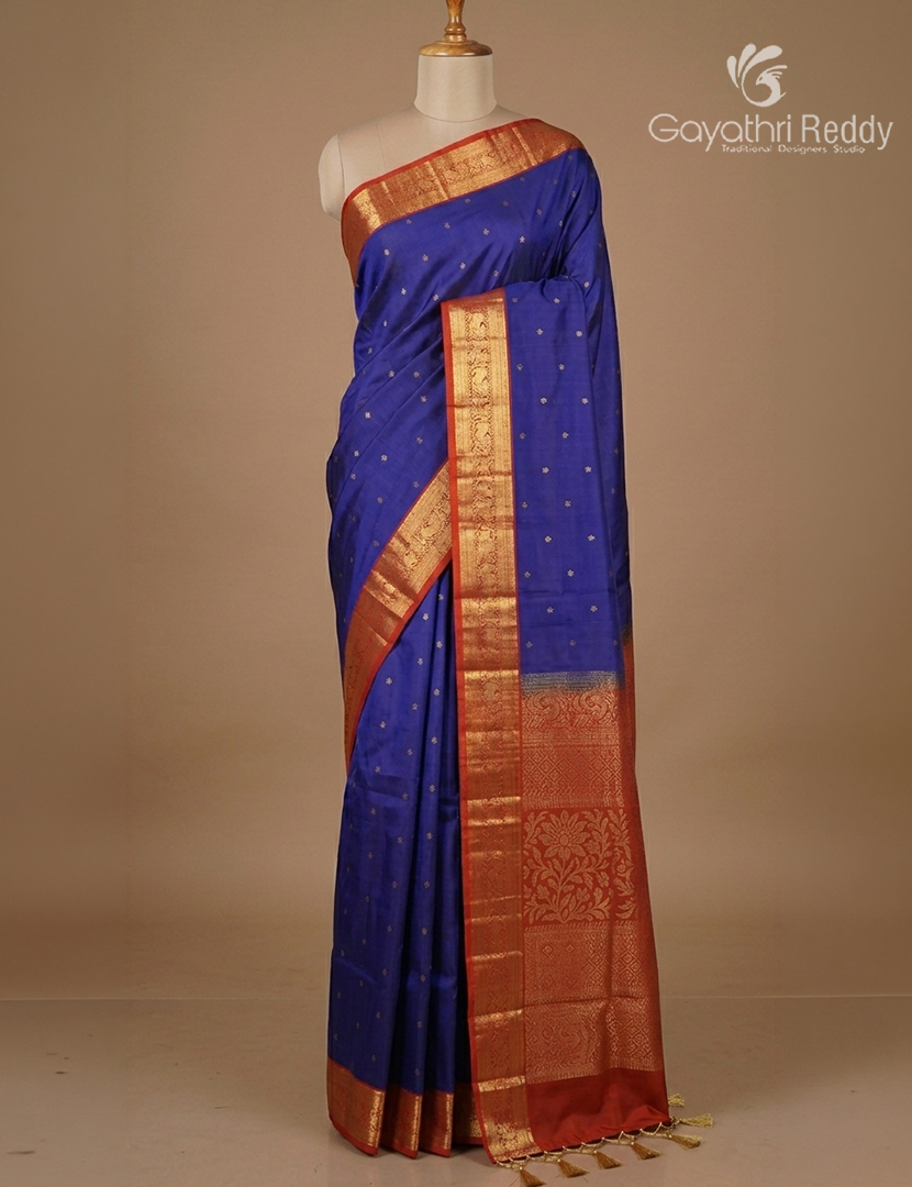 Pure Kanchipuram Soft Silk Saree and Blue and Red