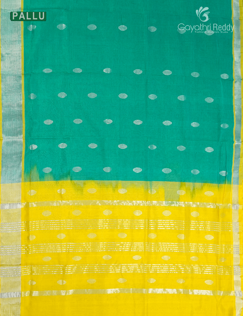 Pure Arani Sico Saree in Sea Green and Lime Yellow