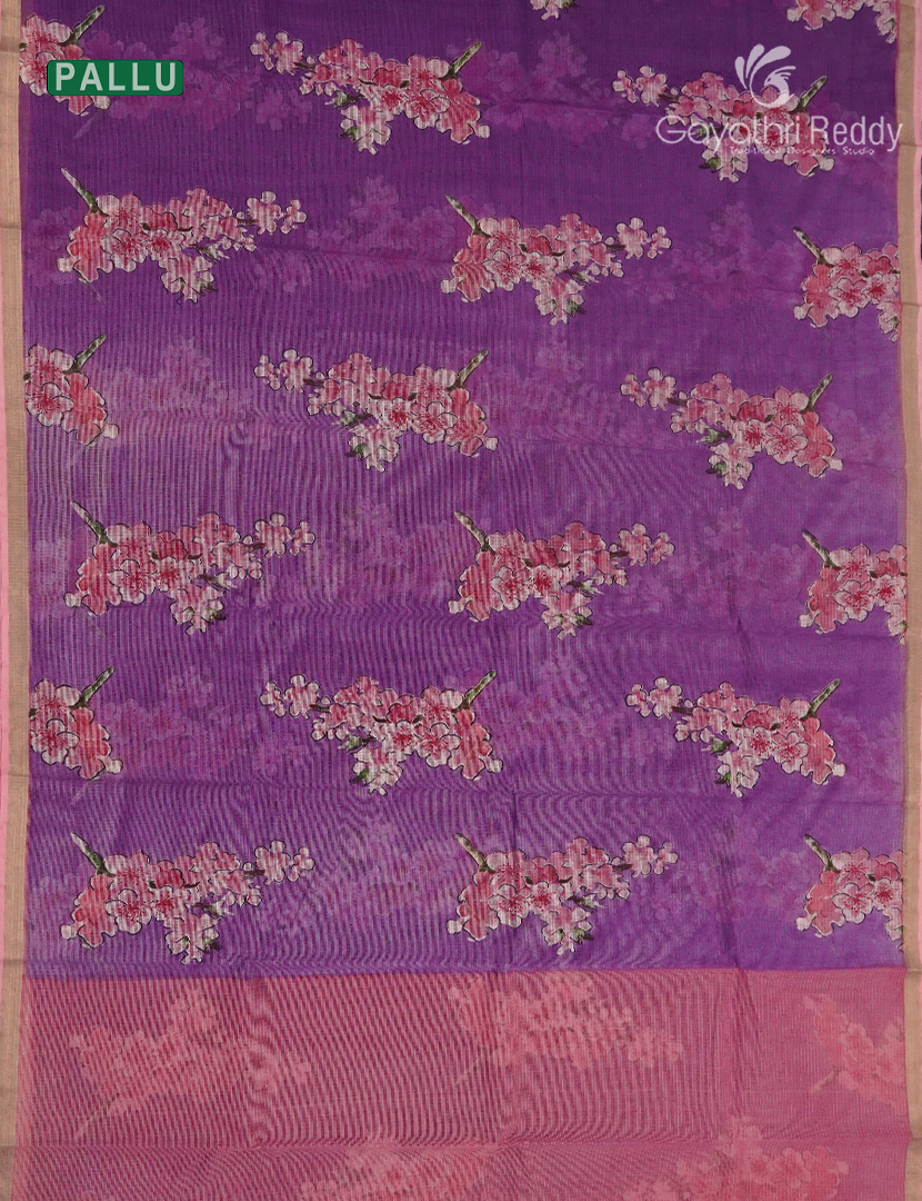 Premium Quality Cotton Kota Saree in Purple and Baby Pink