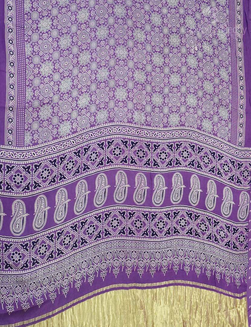 MODAL AJRAKH PRINT SAREE-PMS86