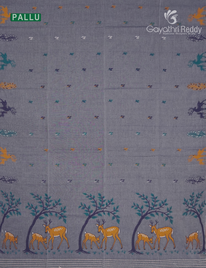 Jamdani Cotton Saree in Grey