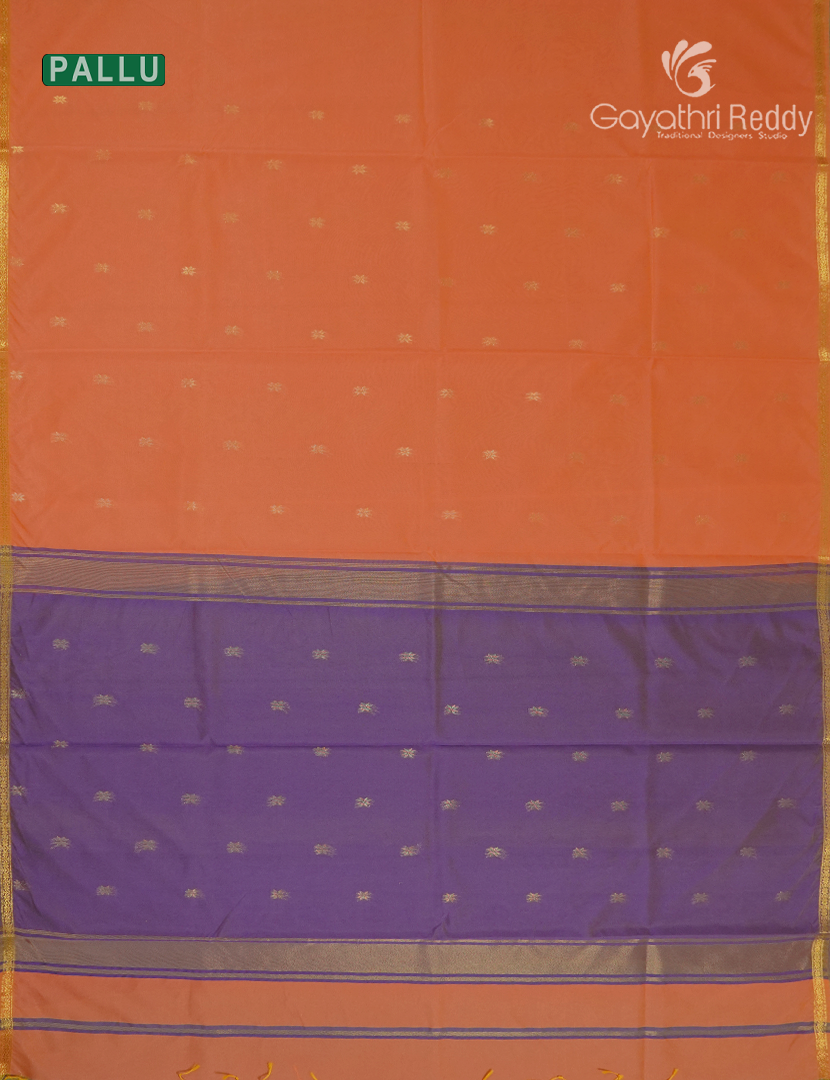 Silk Cotton Saree in Pale Orange and Purple