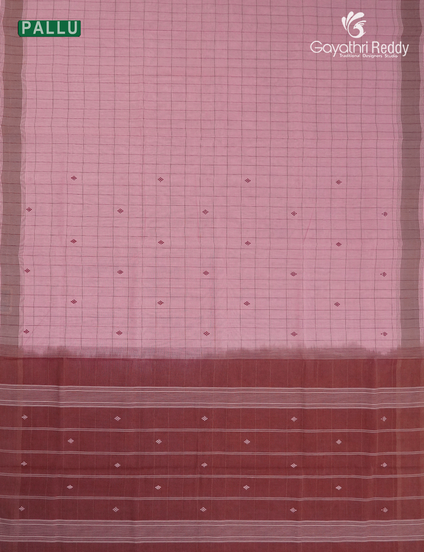 Pure Kanchi Cotton Saree in Baby Pink and Deep Maroon