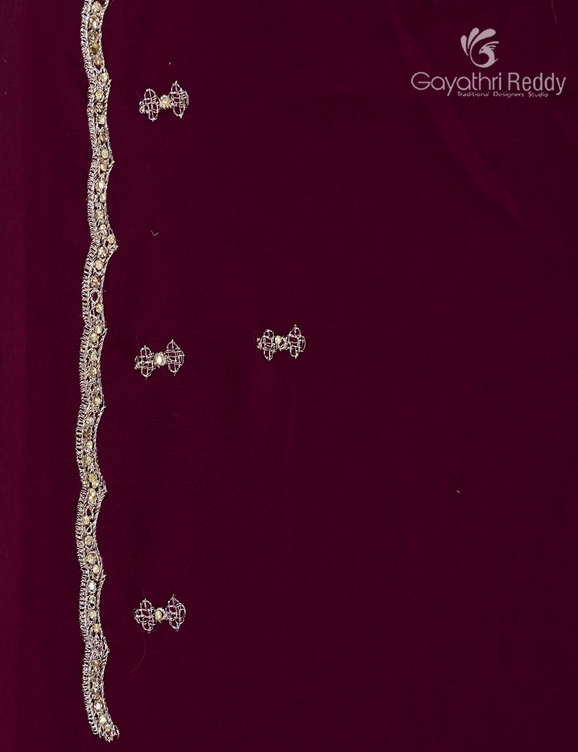 Georgette Fancy Saree in Deep Burgundy