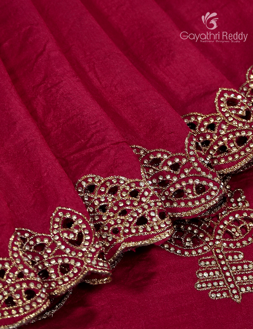 Semi Dupion Silk Saree in Rani Pink