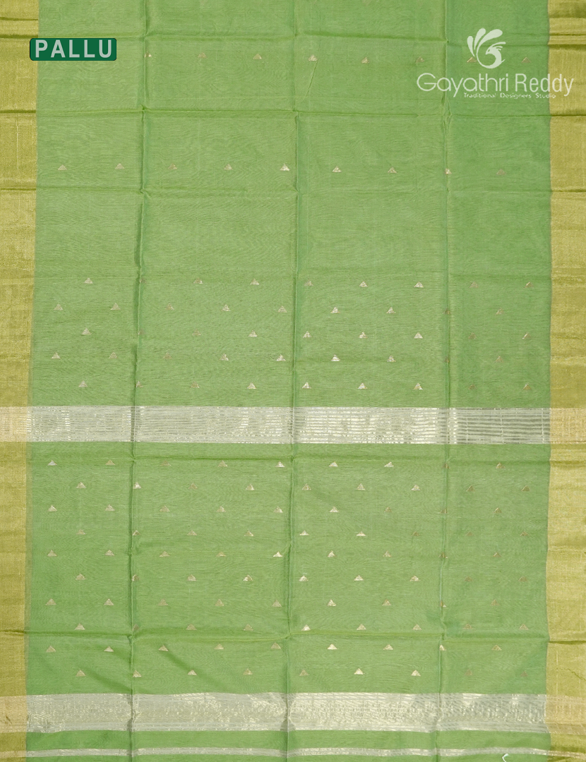 Pure Chanderi Sico in Parrot Green