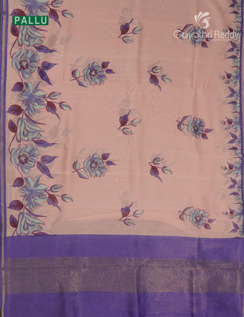 Pure Maheshwari Silk Saree in Baby Peach