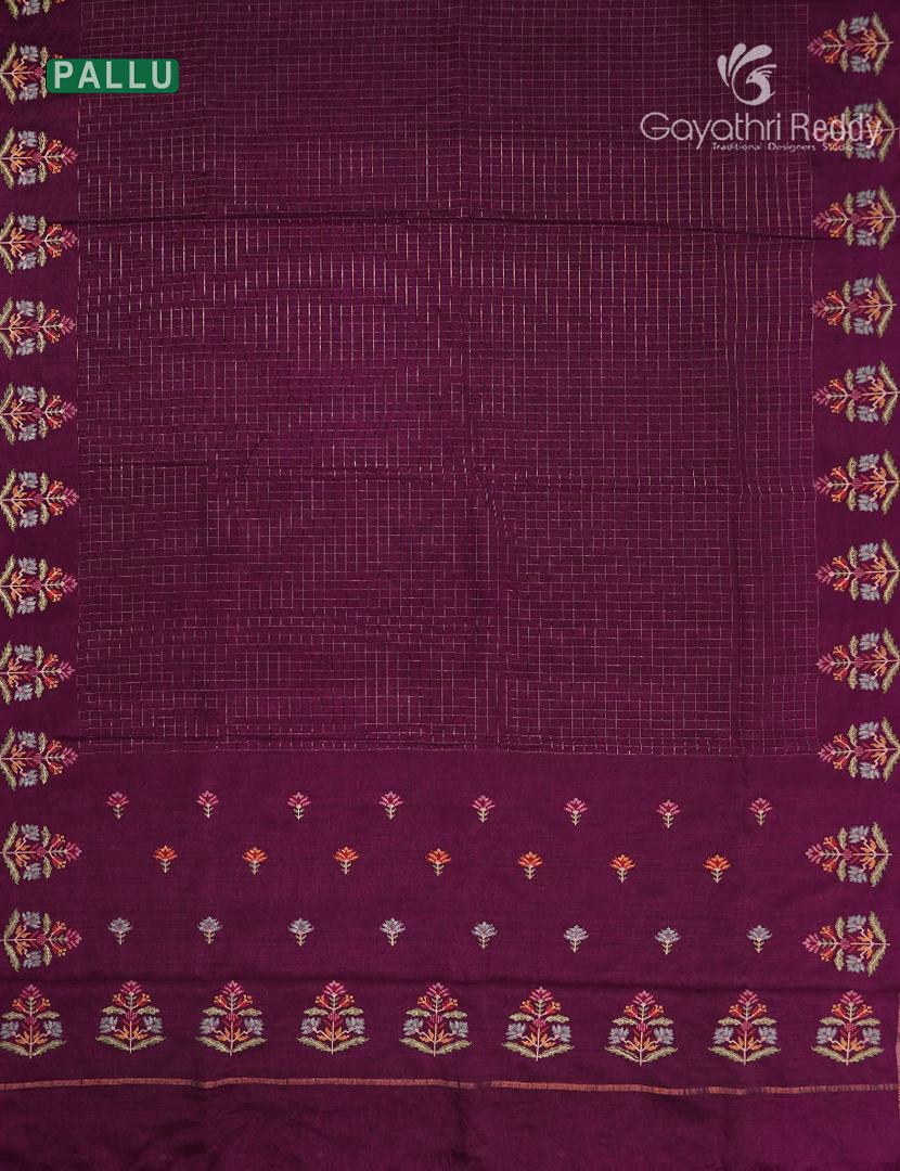 Semi Tussar Fancy Saree in Burgundy