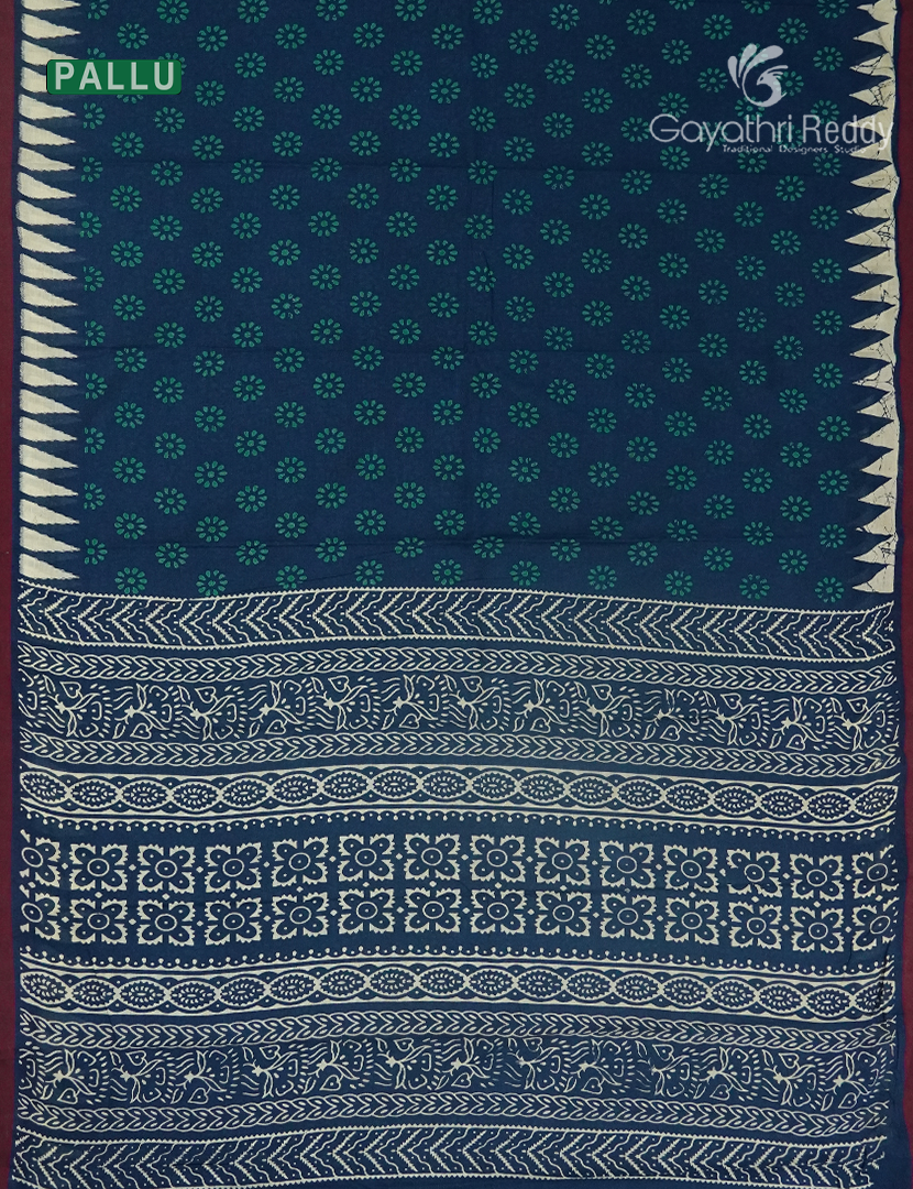 Vidharbha Cotton Saree in Indigo Blue