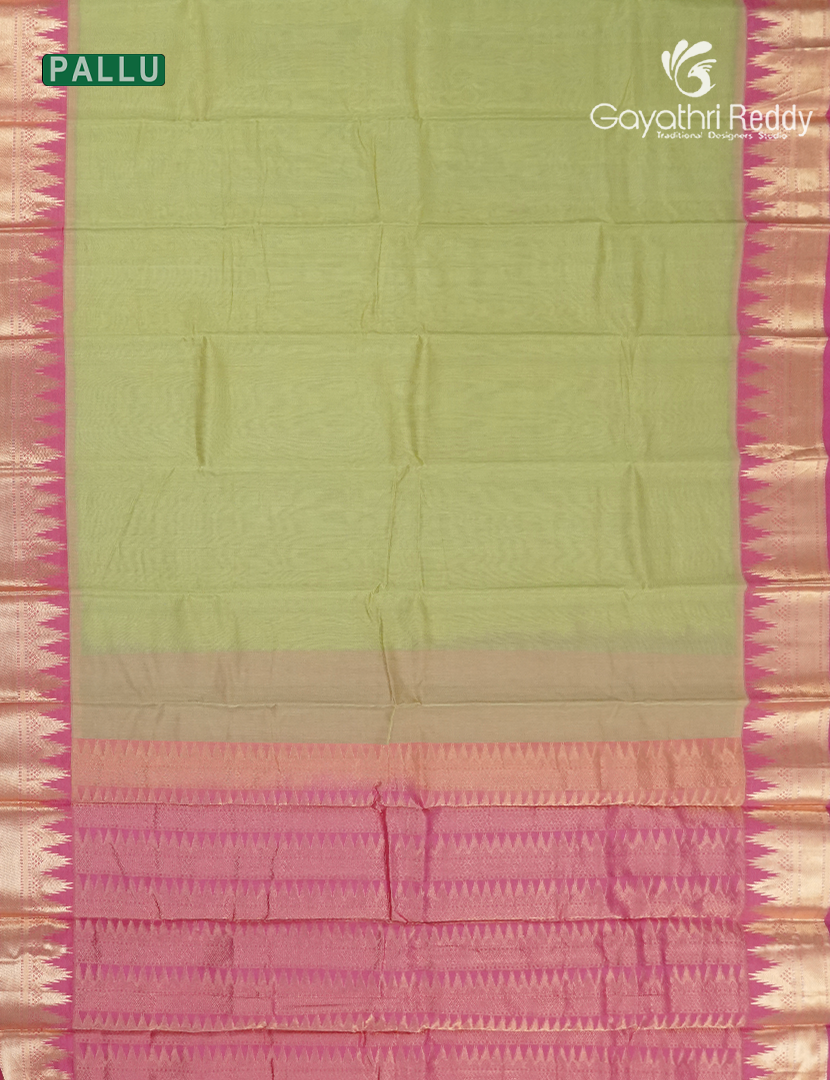 Pure Kanchipuram Sico Saree in Pista Green and Baby Lotus Pink