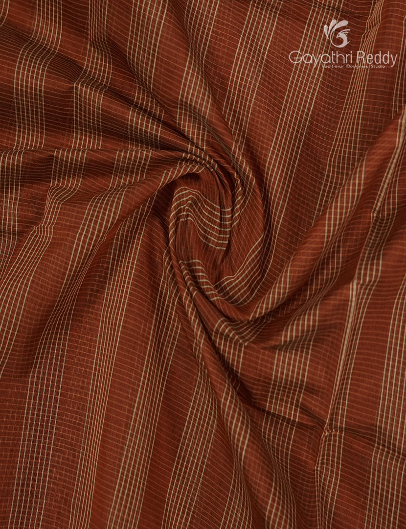 Semi Ikat Sico Saree in Rust