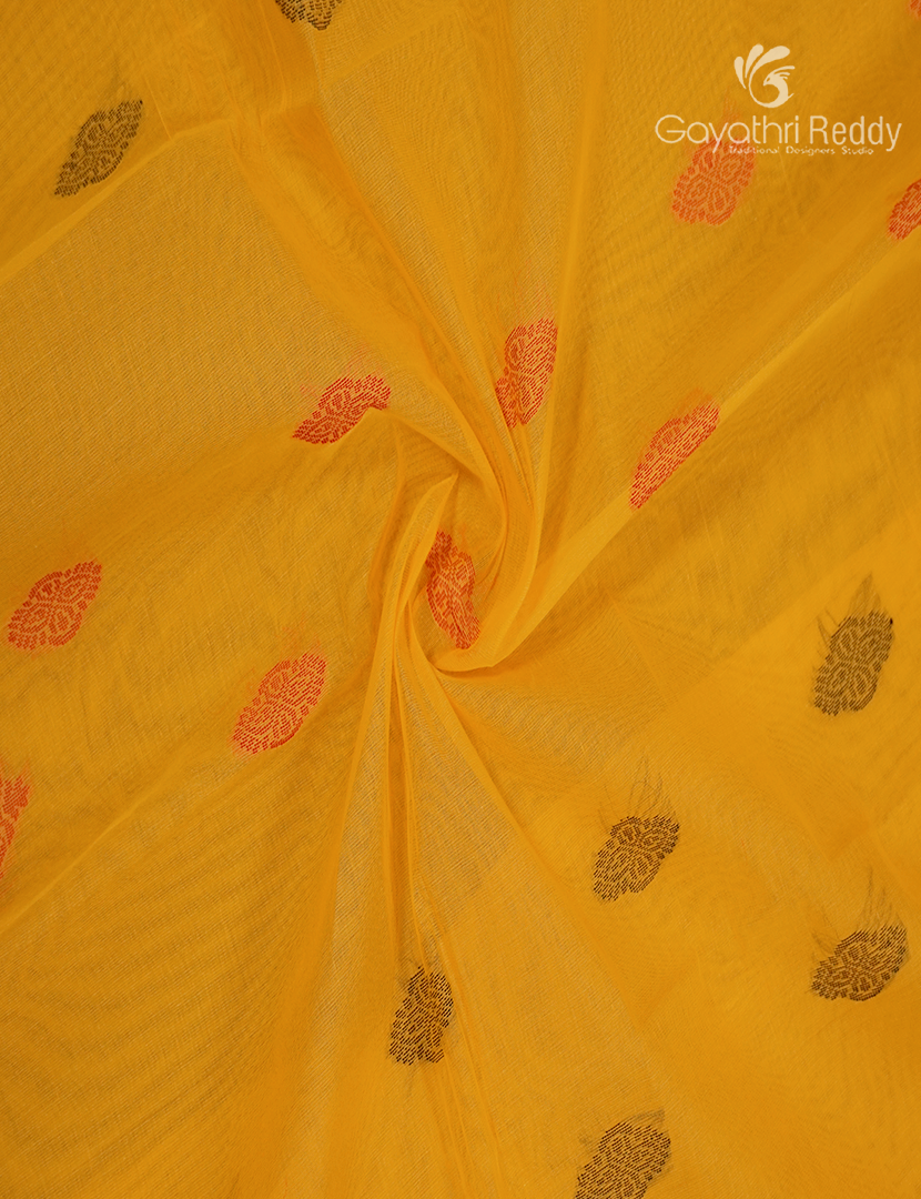 Pure Kanchi Cotton Saree in Yellow
