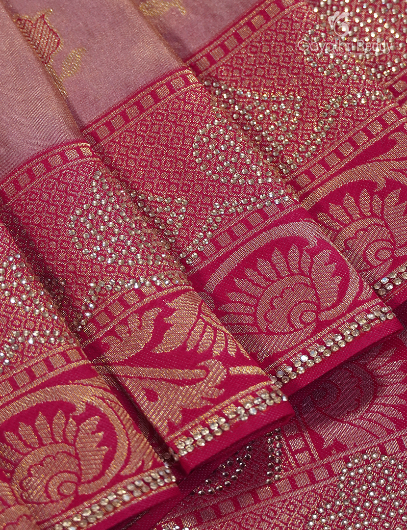 Semi Kanchipuram Silk Fancy Saree in Pink