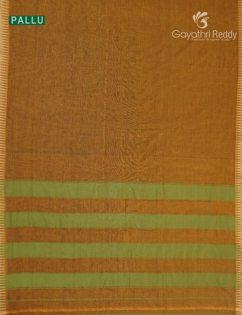 Pure Narayanpet Cotton Saree in Dry Mehendi