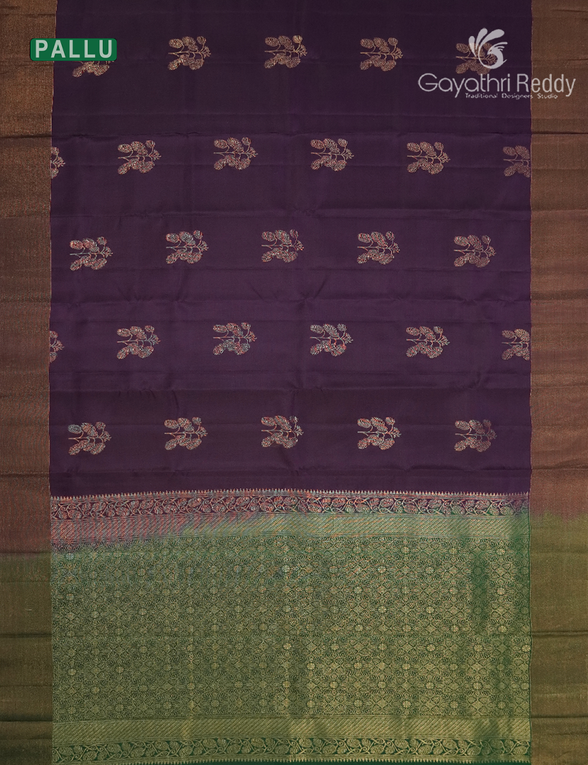 Pure Kanchipuram Silk Saree in Deep Wine ( Small Borders )
