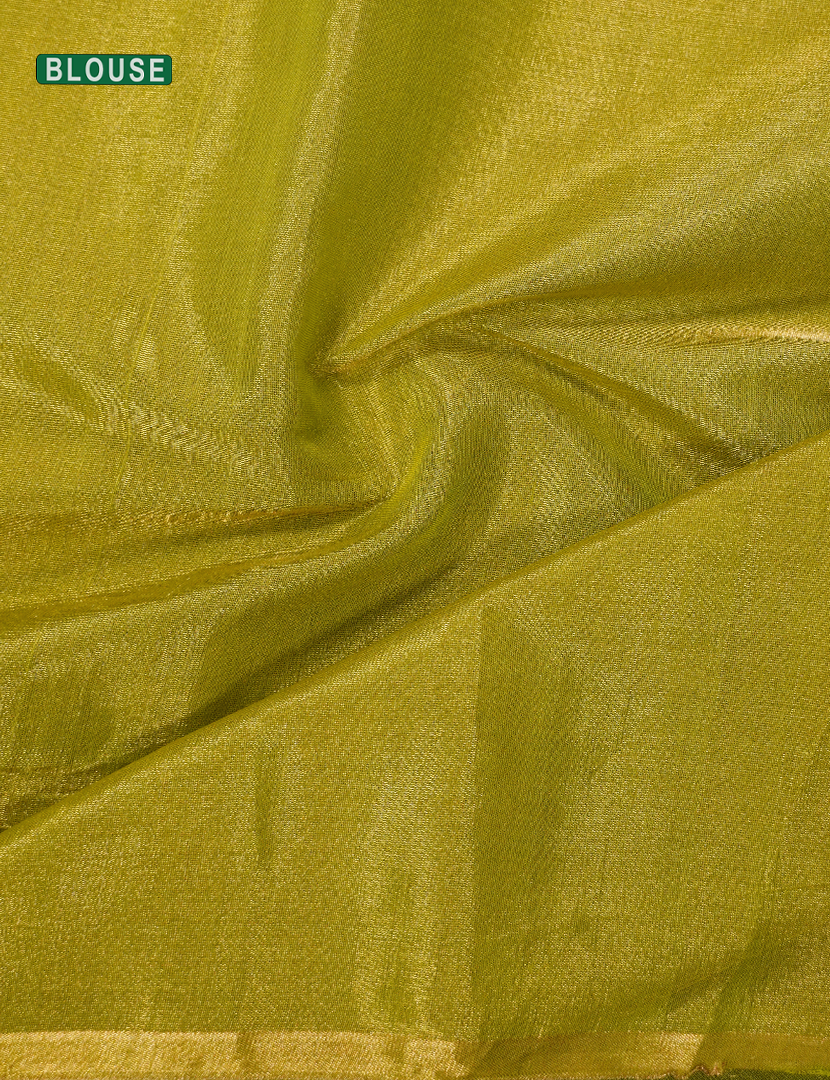 Pure Chanderi Sico Saree in Lime Green