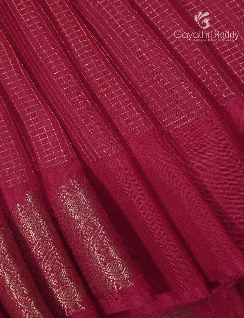 Semi Mysore Crepe Saree in Rani Pink