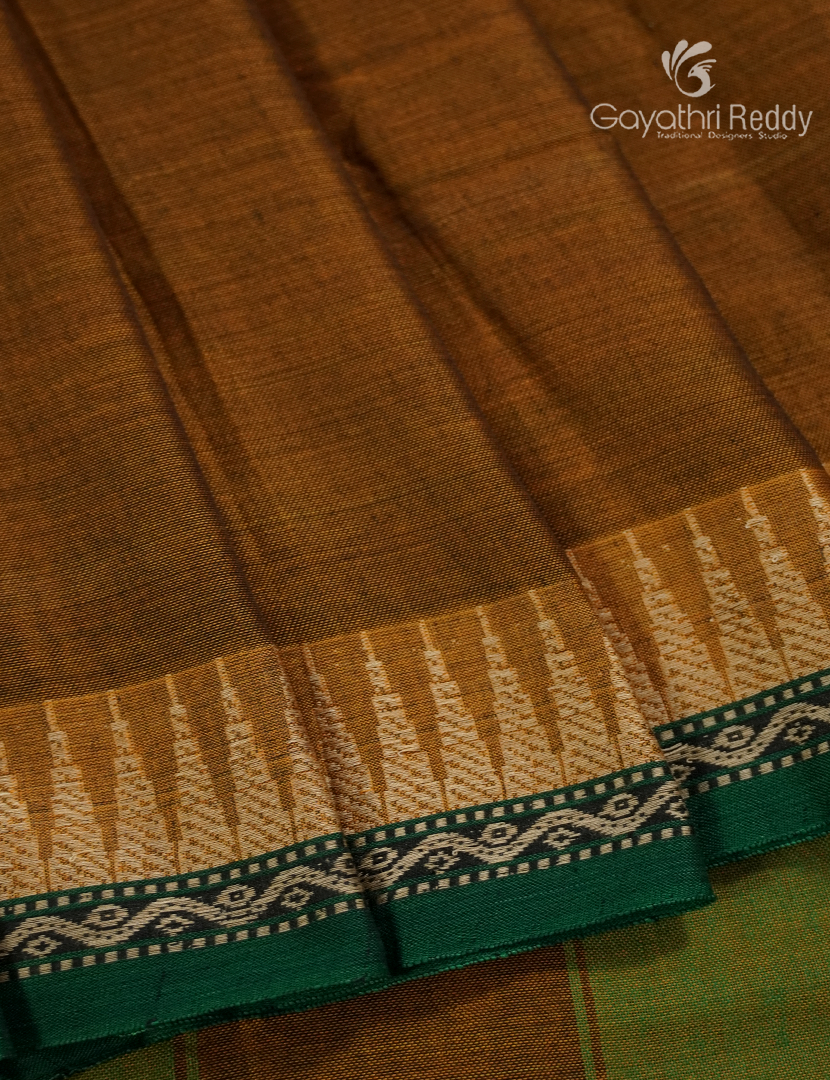 Pure Narayanpet Cotton Saree in Dry Mehendi