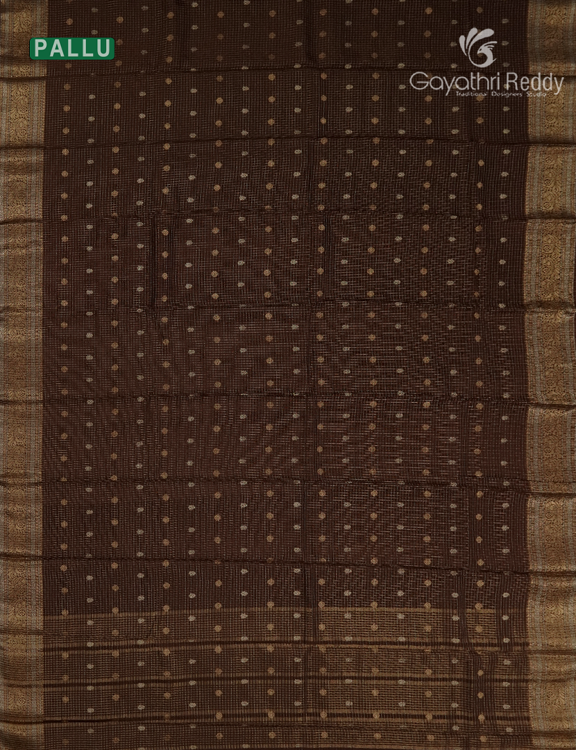 Semi Mysore Crepe Saree in Brown