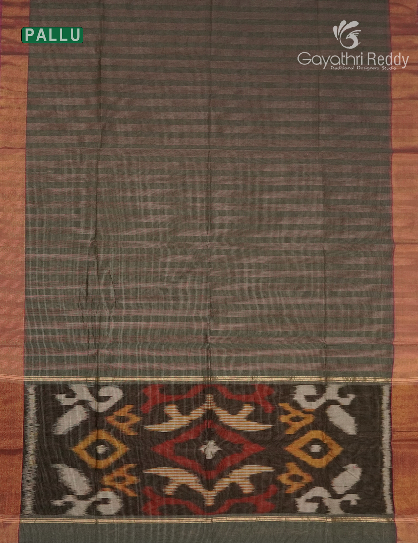 Semi Ikat Sico Saree in Grey