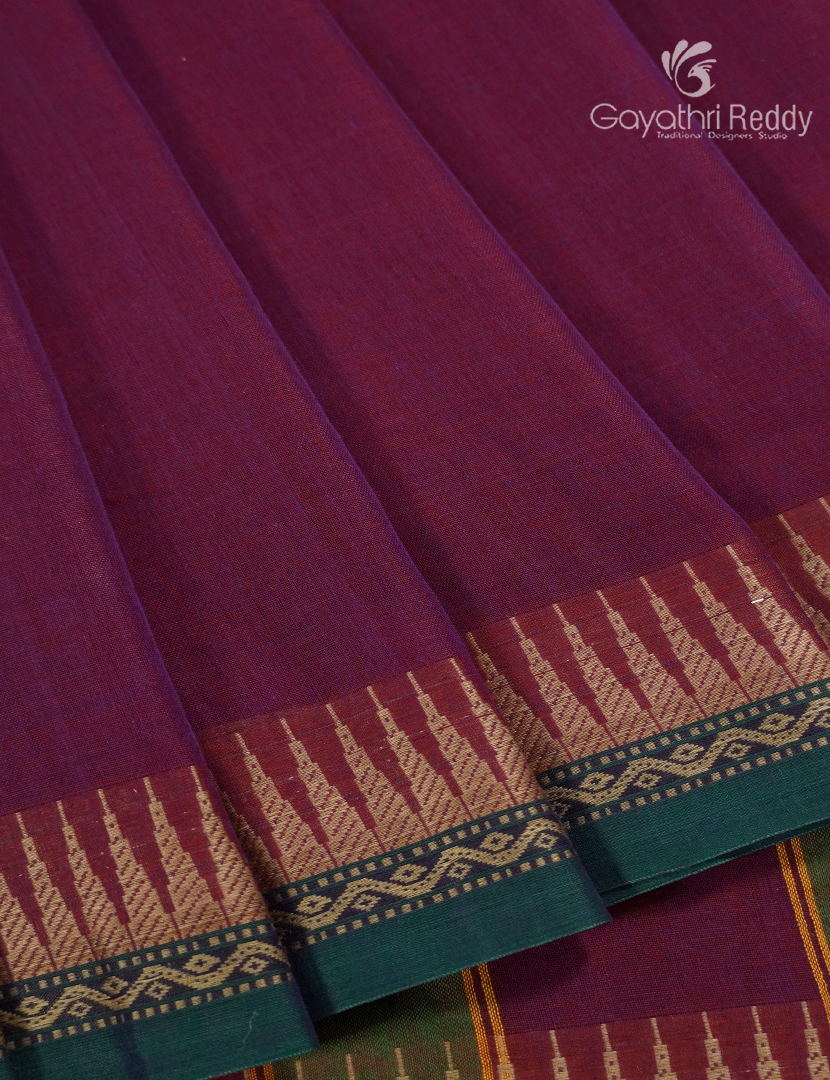 Pure Narayanpet Cotton Saree in Deep Magenta