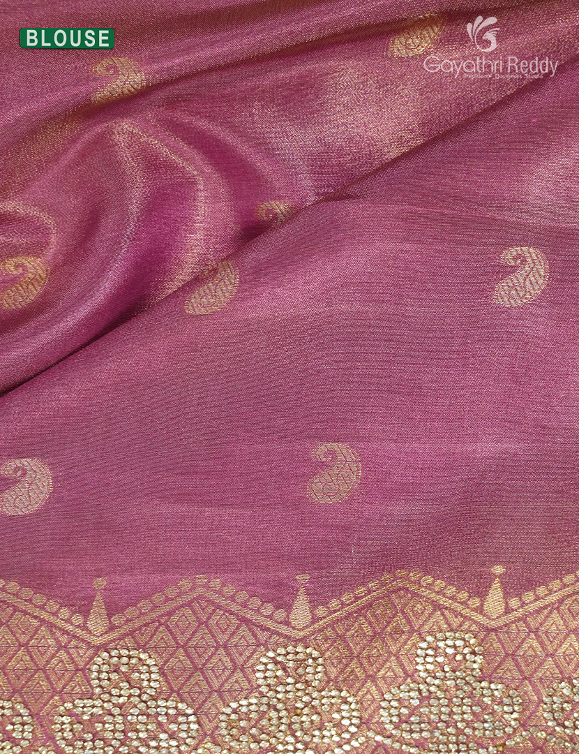 Semi Kanchipuram Silk Fancy Saree in Tissue Red