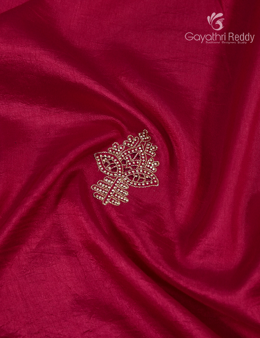 Semi Dupion Silk Saree in Rani Pink