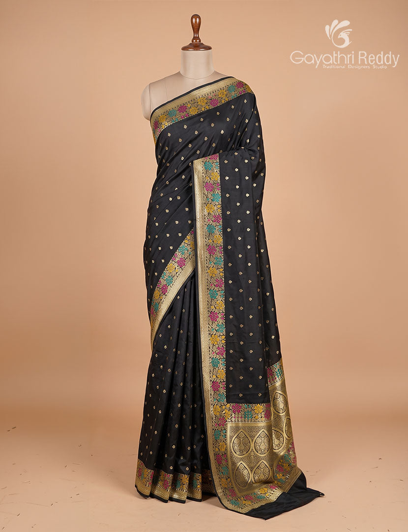 Semi Kanchipuram Silk Fancy Saree in Black