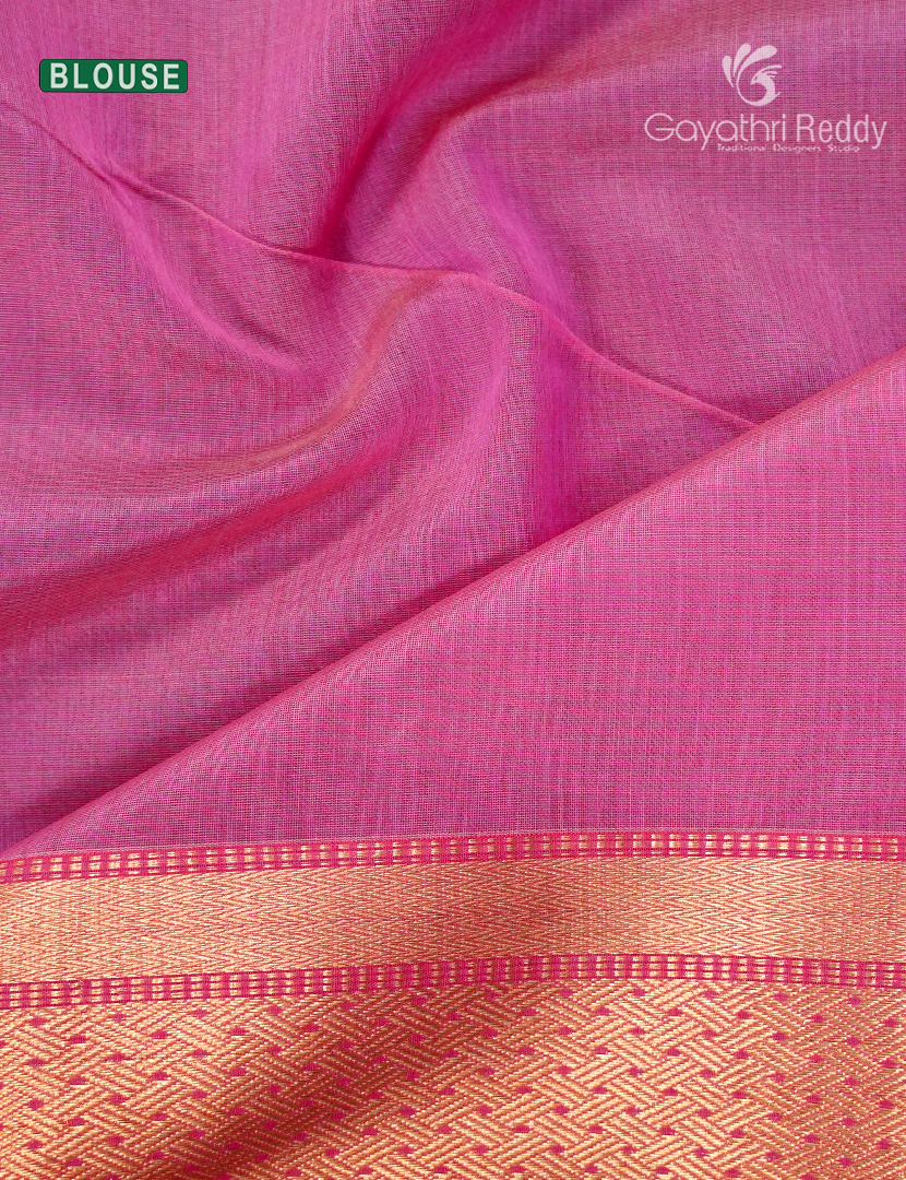 Pure Chanderi Sico Saree in Tangarine and Baby Pink
