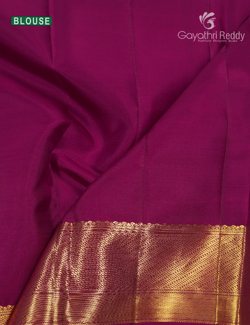 Pure Kanchipuram Bridal Silk Saree in Tangarine and Magenta