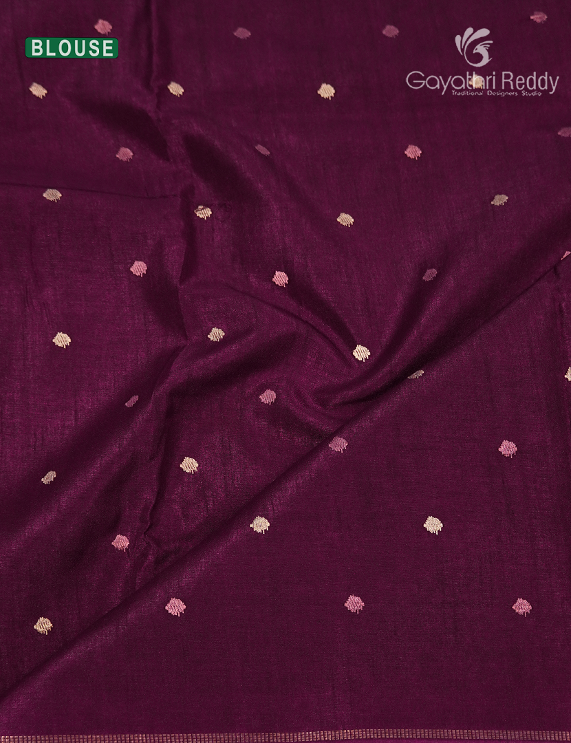 Semi Tussar Fancy Saree in Burgundy