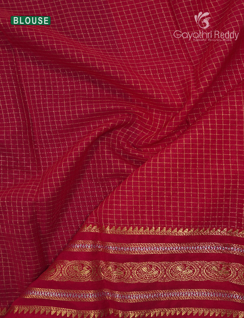 Semi Mysore Crepe Saree in Deep Violet and Rani Pink