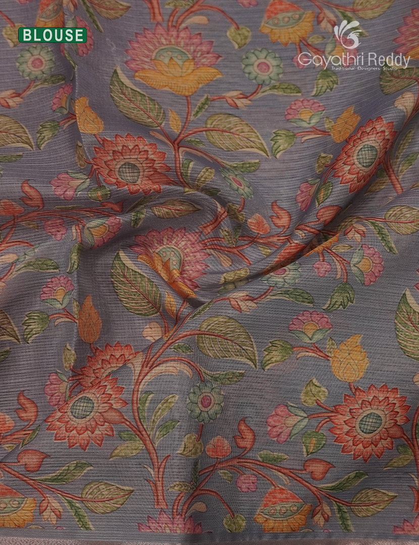 Silk Kota Saree in Onion Pink and Grey