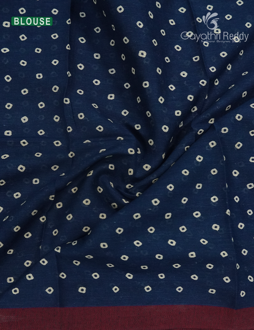 Vidharbha Cotton Saree in Indigo Blue