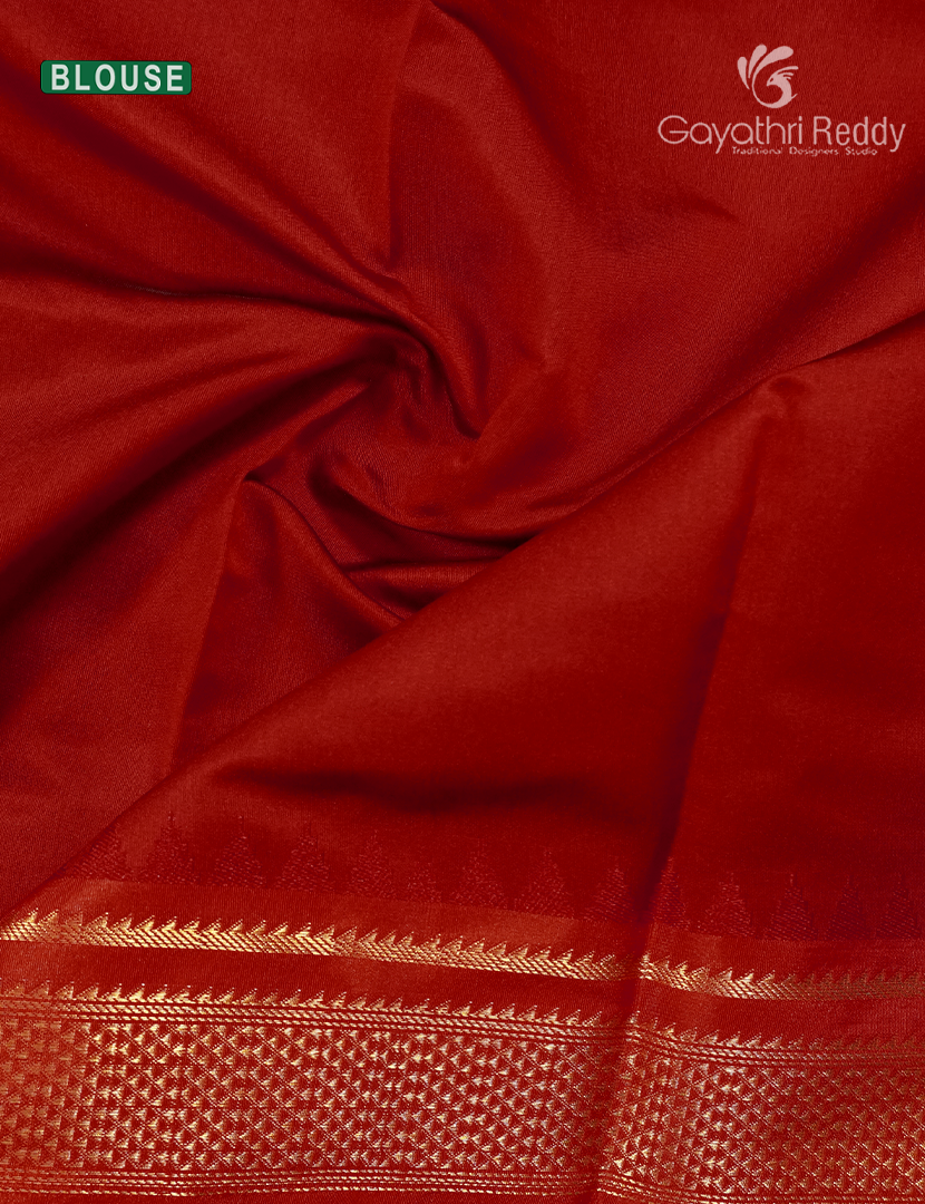 Semi Gadwal Saree in Brown and Deep Red