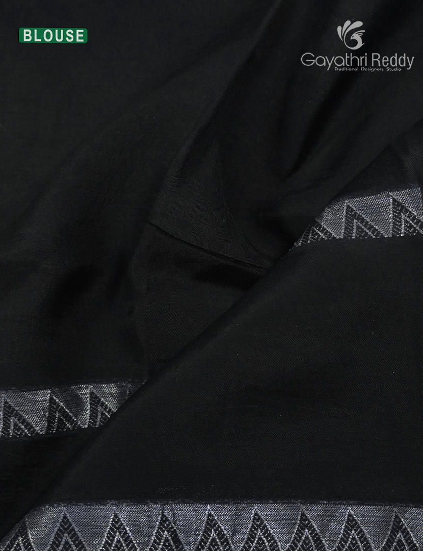 Mangalgiri Printed Saree in Pastel Grey , Yellow and Black