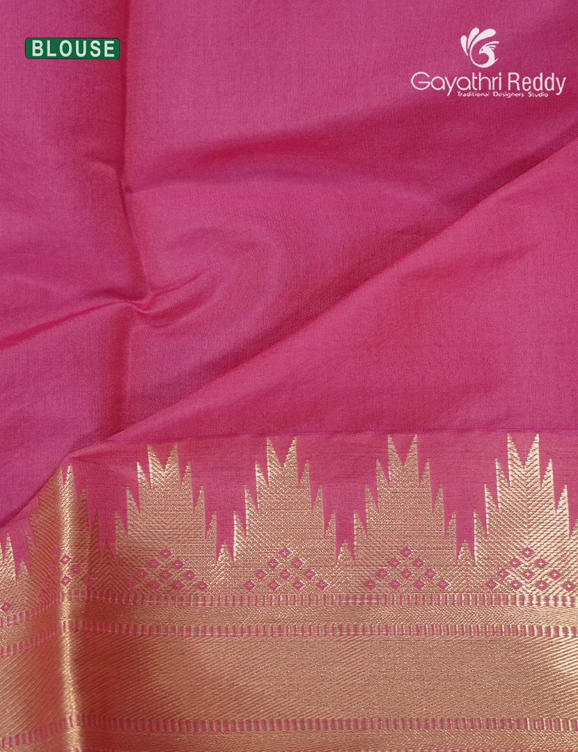 Pure Kanchipuram Sico Saree in Pista Green and Baby Lotus Pink