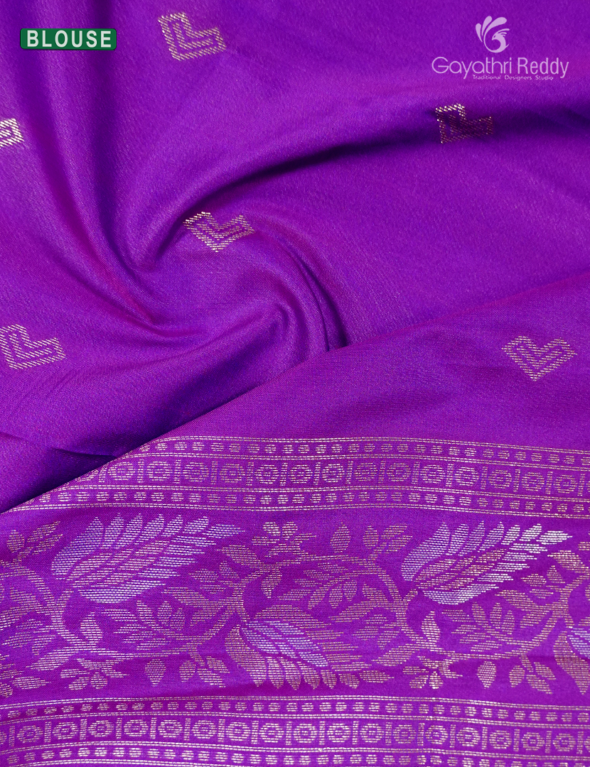 Semi Kanchipuran Silk Saree in Rama Blue and Purple