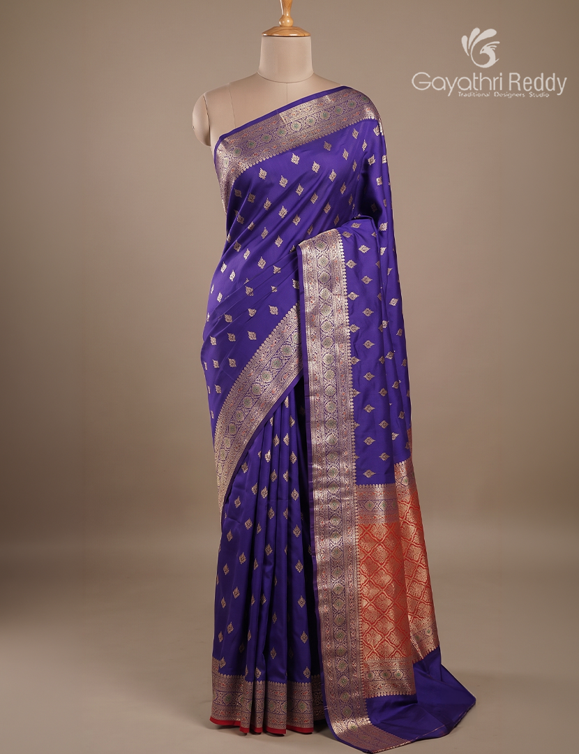 Semi Banaras Katan Silk Saree in Deep Blue