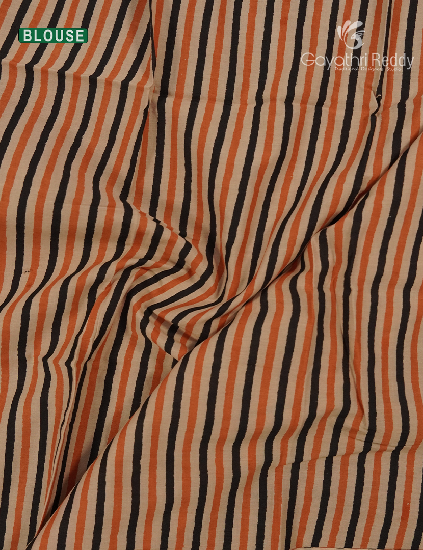 Pure MulMul Cotton Saree in Beige and Orange