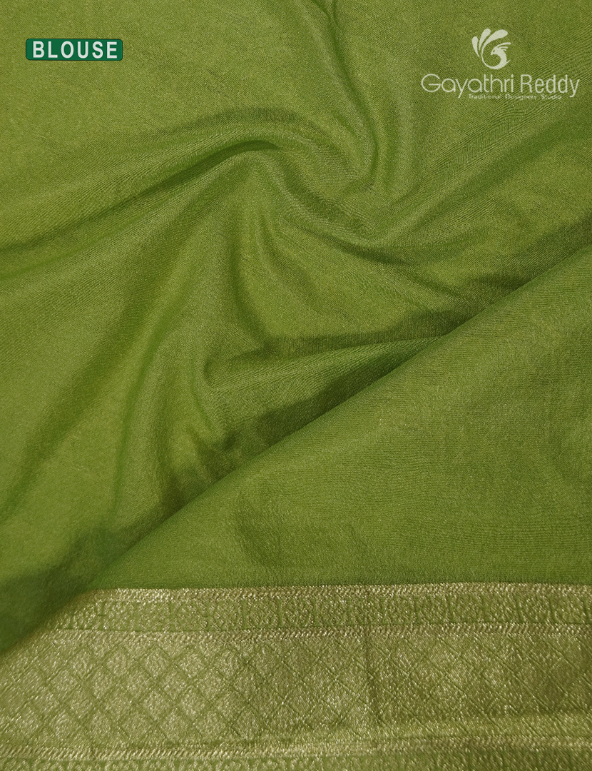 Banaras Georgette Saree in Leaf Green