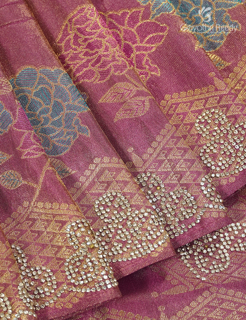 Semi Kanchipuram Silk Fancy Saree in Tissue Red