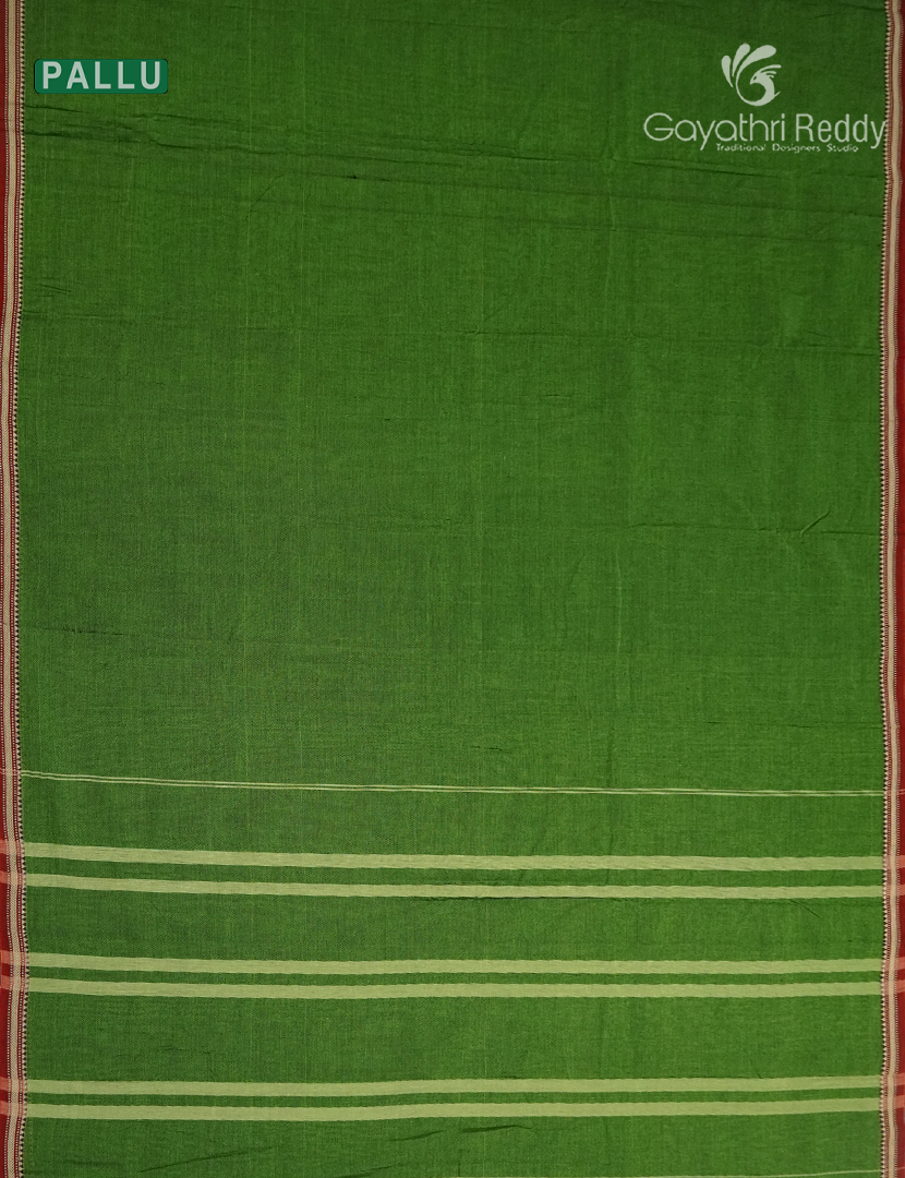 Pure Narayanpet Cotton Saree in Deep Green