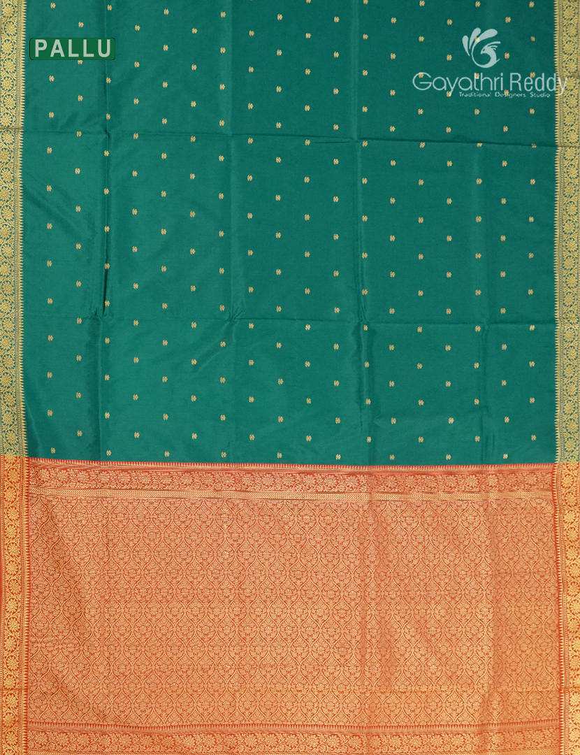 Semi Katan Silk Saree in Deep Rama Green
